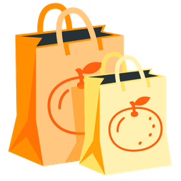 tangerine and shopping bags