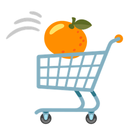 tangerine and shopping cart