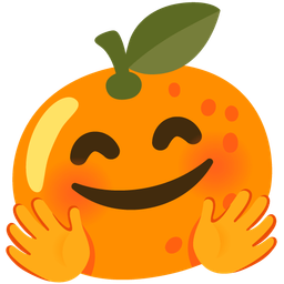 Tangerine and Smiling face with open hands