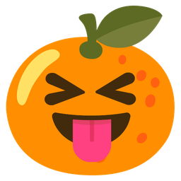 Tangerine and Squinting face with tongue