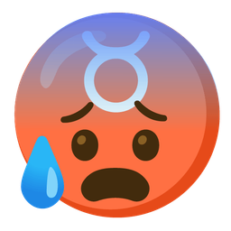 Taurus and anxious face with sweat