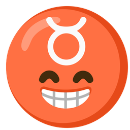 Taurus and Beaming face with smiling eyes