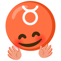 Taurus and smiling face with open hands