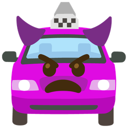taxi and angry face with horns