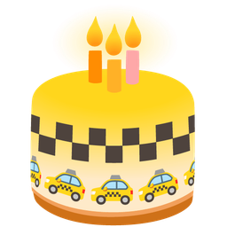 taxi and birthday cake