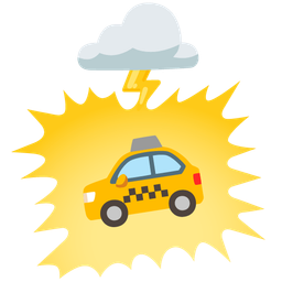 taxi and cloud with lightning