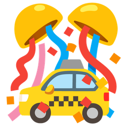taxi and confetti ball