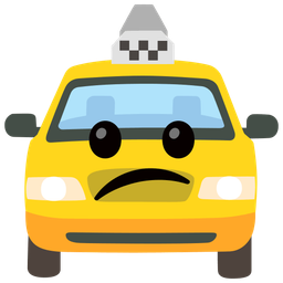 taxi and confused face