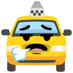 taxi and face exhaling