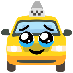taxi and face holding back tears