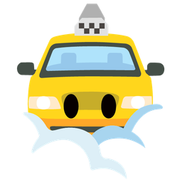 taxi and face in clouds