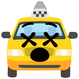 taxi and face with crossed-out eyes