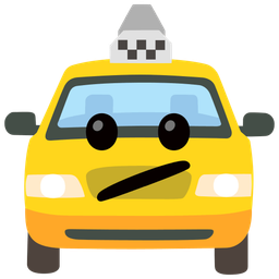 taxi and face with diagonal mouth