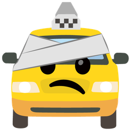 taxi and face with head-bandage