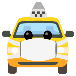 taxi and face with medical mask