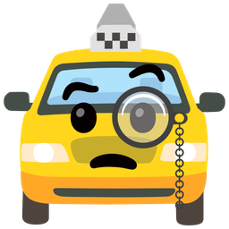 taxi and face with monocle
