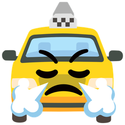 taxi and face with steam from nose