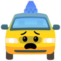 taxi and fearful face