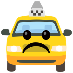 taxi and frowning face