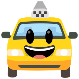 Taxi and Grinning face with big eyes