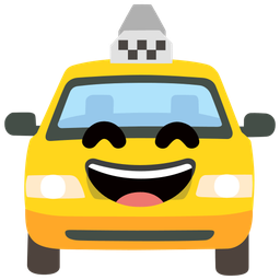 Taxi and Grinning face with smiling eyes