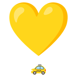 taxi and heart exclamation