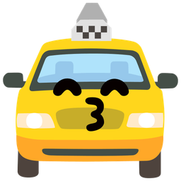Taxi and Kissing face with smiling eyes
