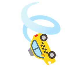 taxi and leaf fluttering in wind