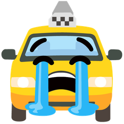 taxi and loudly crying face