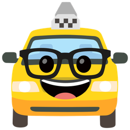 taxi and nerd face