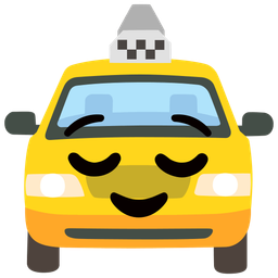 taxi and relieved face