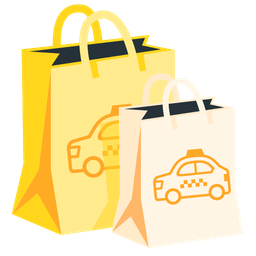 taxi and shopping bags