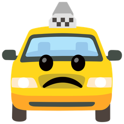 taxi and slightly frowning face