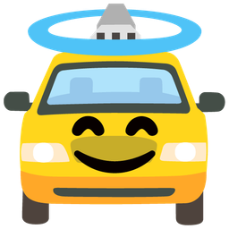Taxi and Smiling face with halo