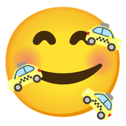 Taxi and Smiling face with hearts