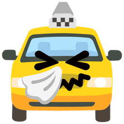 taxi and sneezing face