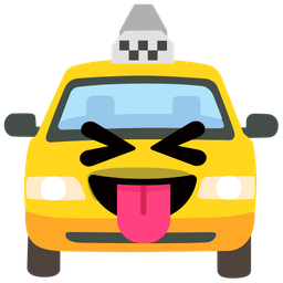 Taxi and Squinting face with tongue