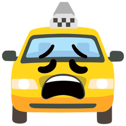 taxi and weary face