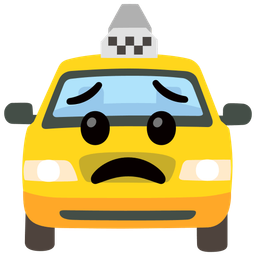 taxi and worried face