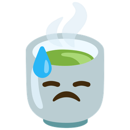 Teacup without handle and Downcast face with sweat