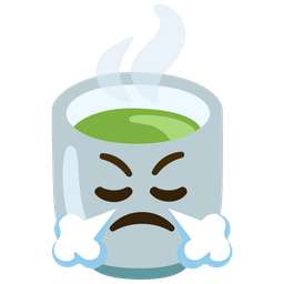 Teacup without handle and Face with steam from nose