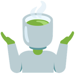 Teacup without handle and Person shrugging