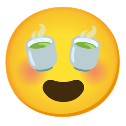 Teacup without handle and Smiling face with heart-eyes