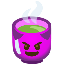 Teacup without handle and Smiling face with horns