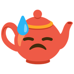 Teapot and Downcast face with sweat