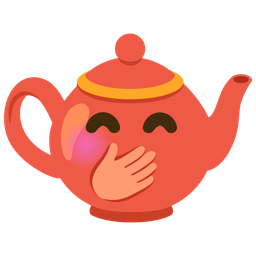 Teapot and Face with hand over mouth