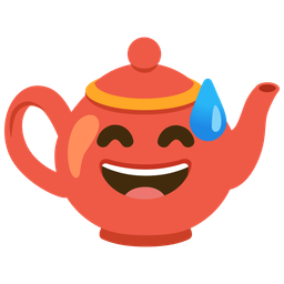 Teapot and Grinning face with sweat