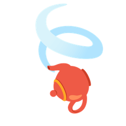 Teapot and Leaf fluttering in wind