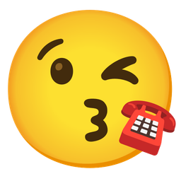 Telephone and Face blowing a kiss