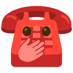 Telephone and Face with open eyes and hand over mouth